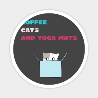 Coffee cats and yoga mats funny yoga and cat drawing Magnet